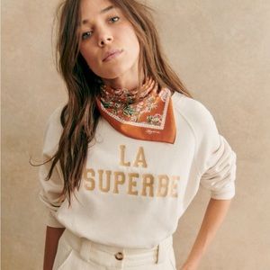 Sezane La Superbe Sweatshirt - Size Small NWOT - Ecru/Gold
